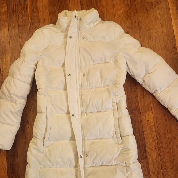 Tommy Hilfiger White Long Puffer Coat Size M No Hood Excellent Condition - Picture 2 of 16